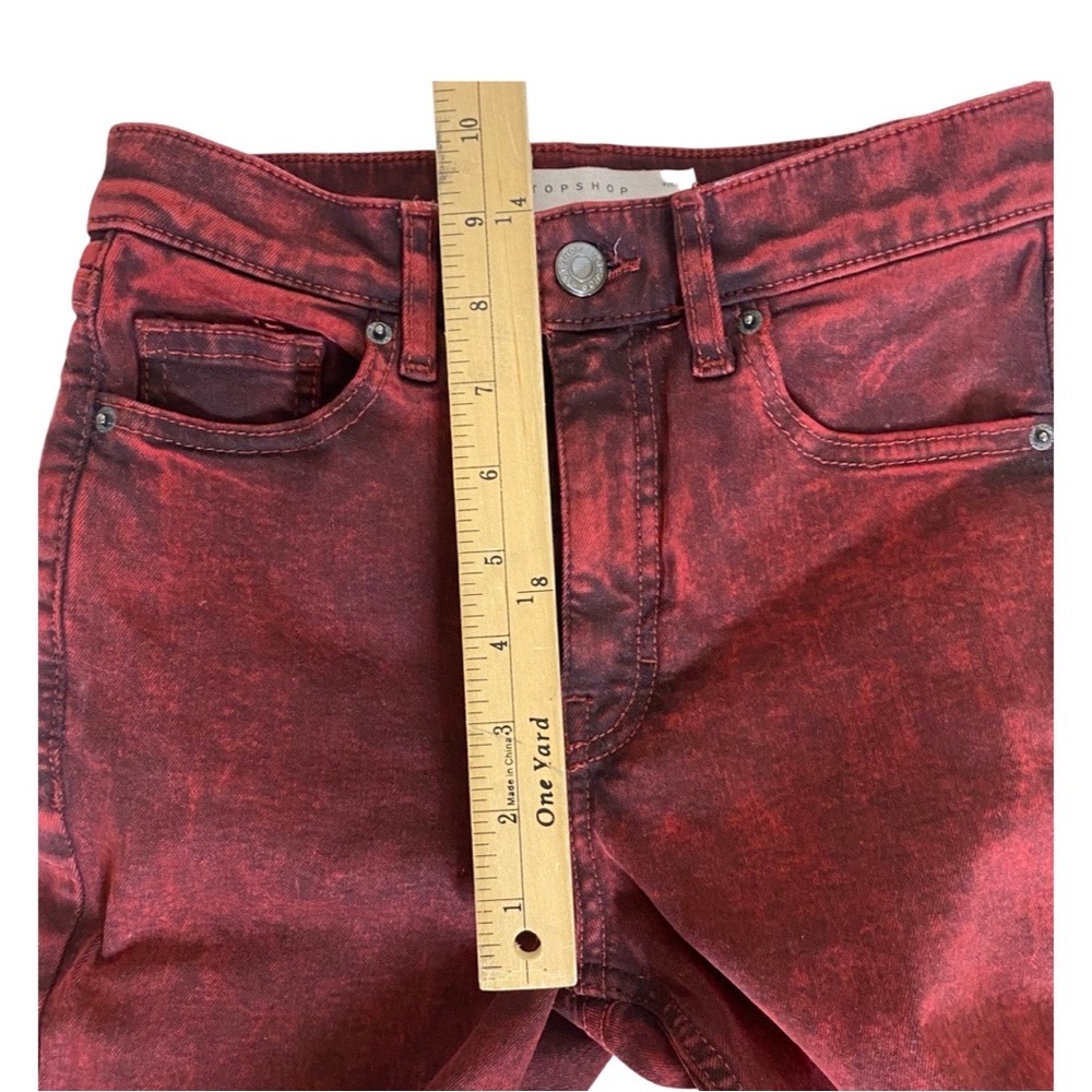 TOPSHOP JAIME- high waist Red Acid Wash Skinny jeans - Picture 10 of 13
